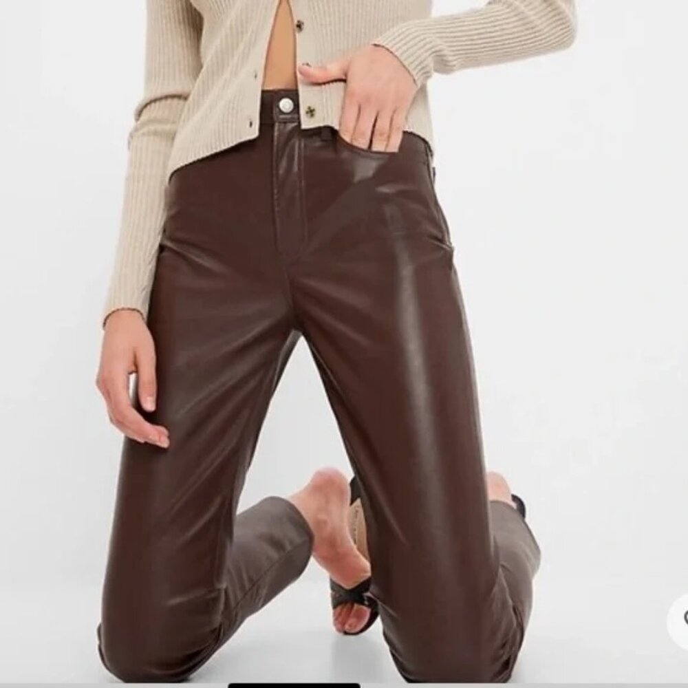 Gap Vintage Slim High Rise Brown Leather Pants 26/2